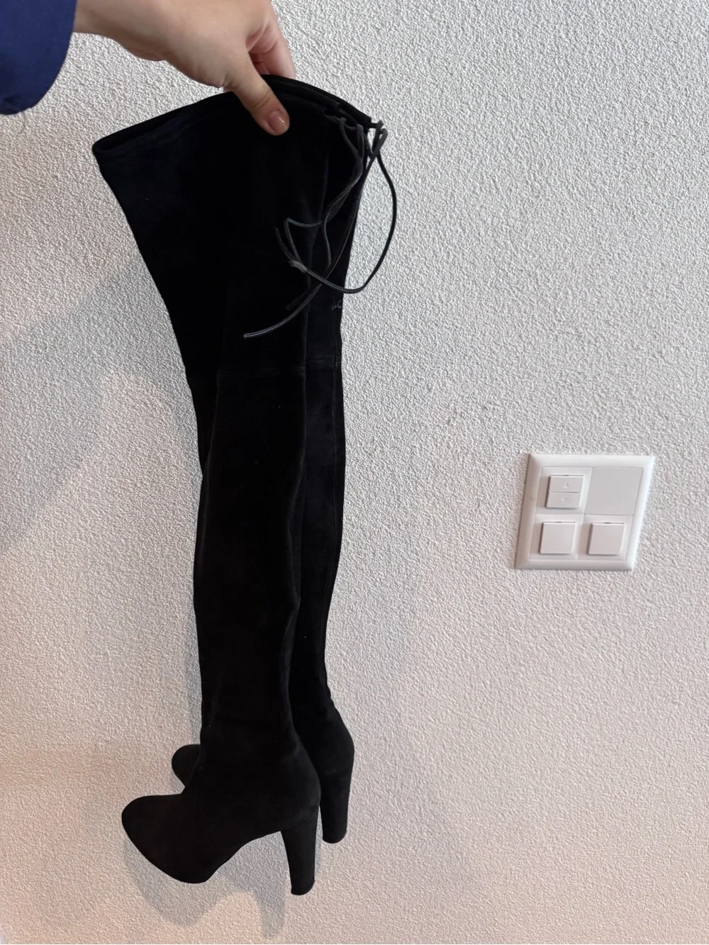 Stuart Weitzman Black Over-the-Knee Suede Boots